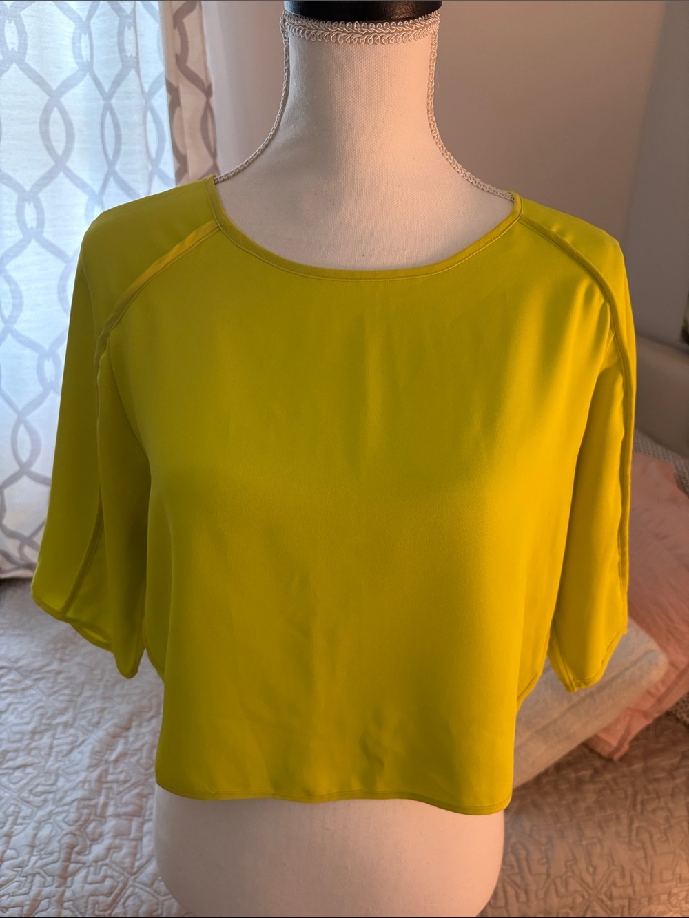 Topshop Lime Boxy Short Sleeve Crop Top